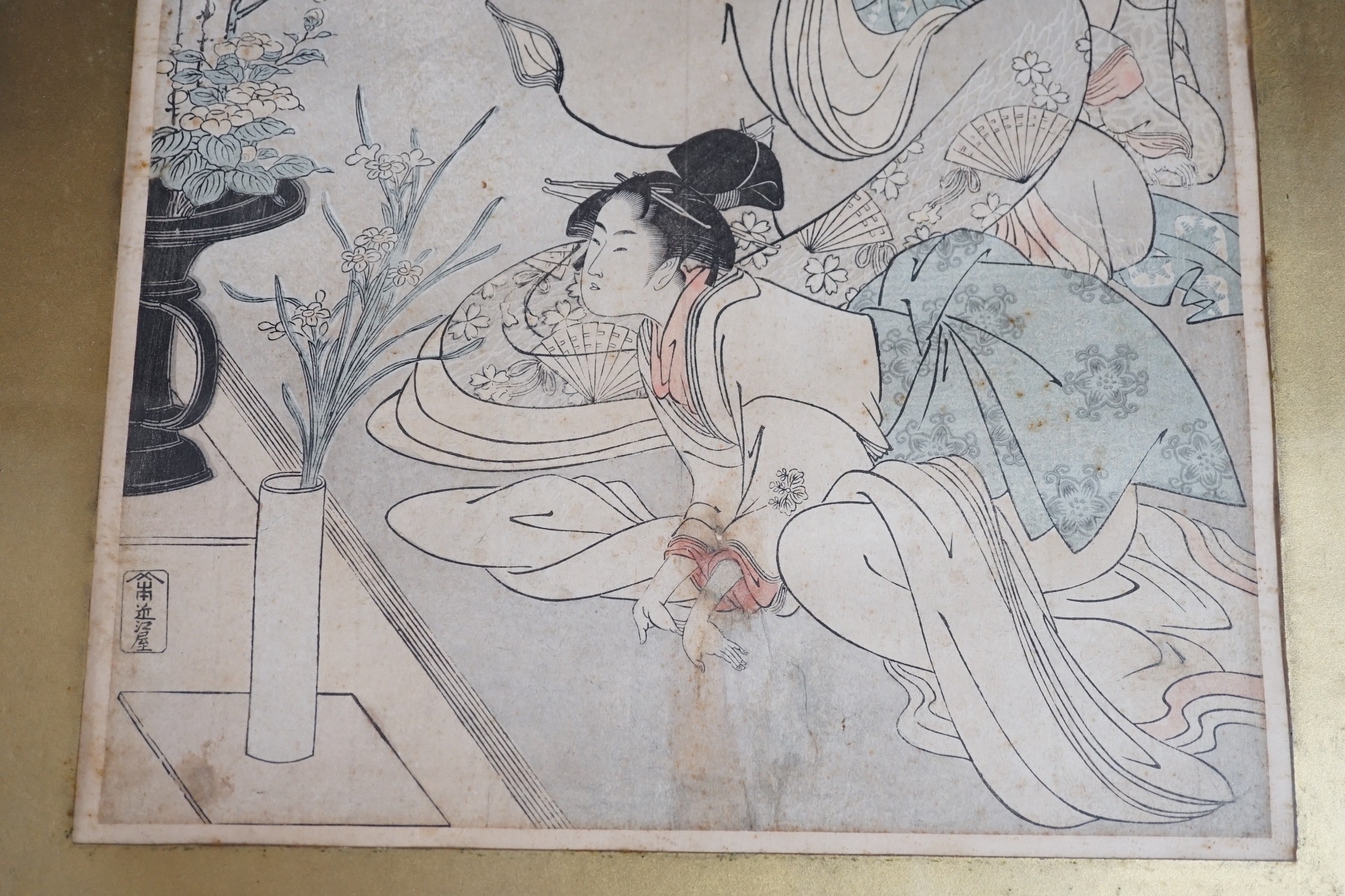 Japanese School, four assorted woodblock prints including Koryusai and Hiroshige, largest 39 x 25cm, four unframed